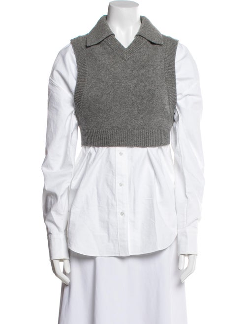 T by Alexander Wang Merino Wool Long Sleeve Button-Up Top