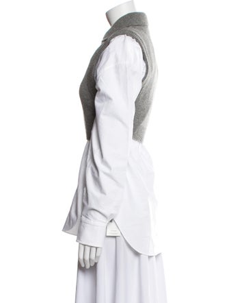 T by Alexander Wang Merino Wool Long Sleeve Button-Up Top