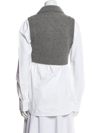 T by Alexander Wang Merino Wool Long Sleeve Button-Up Top