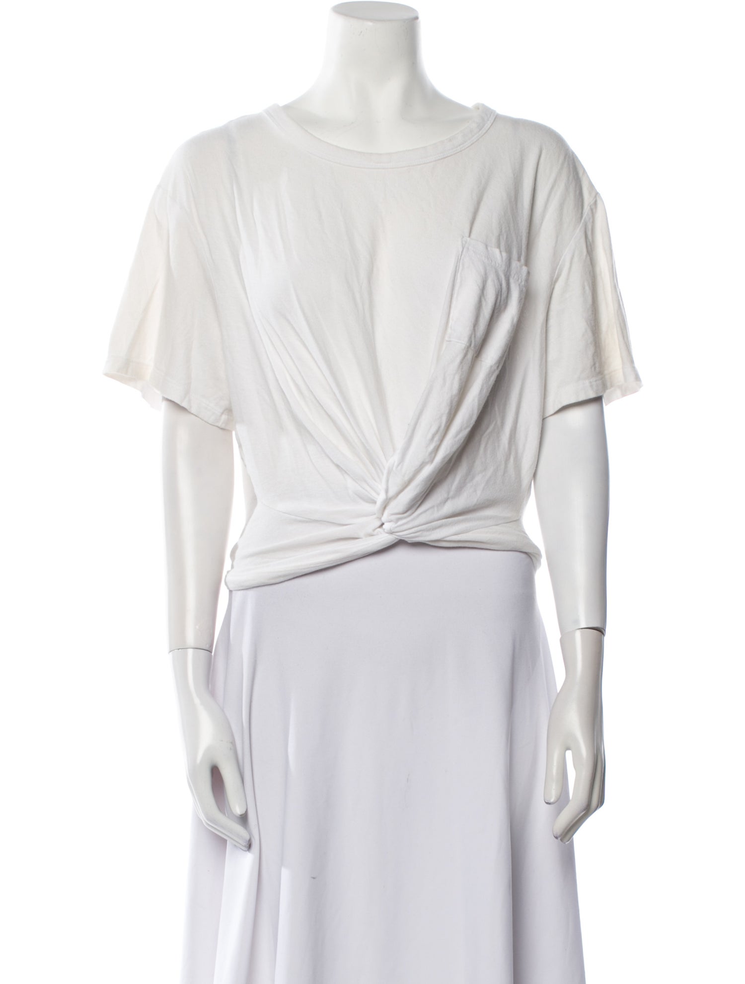 T by Alexander Wang Scoop Neck Short Sleeve Crop Top