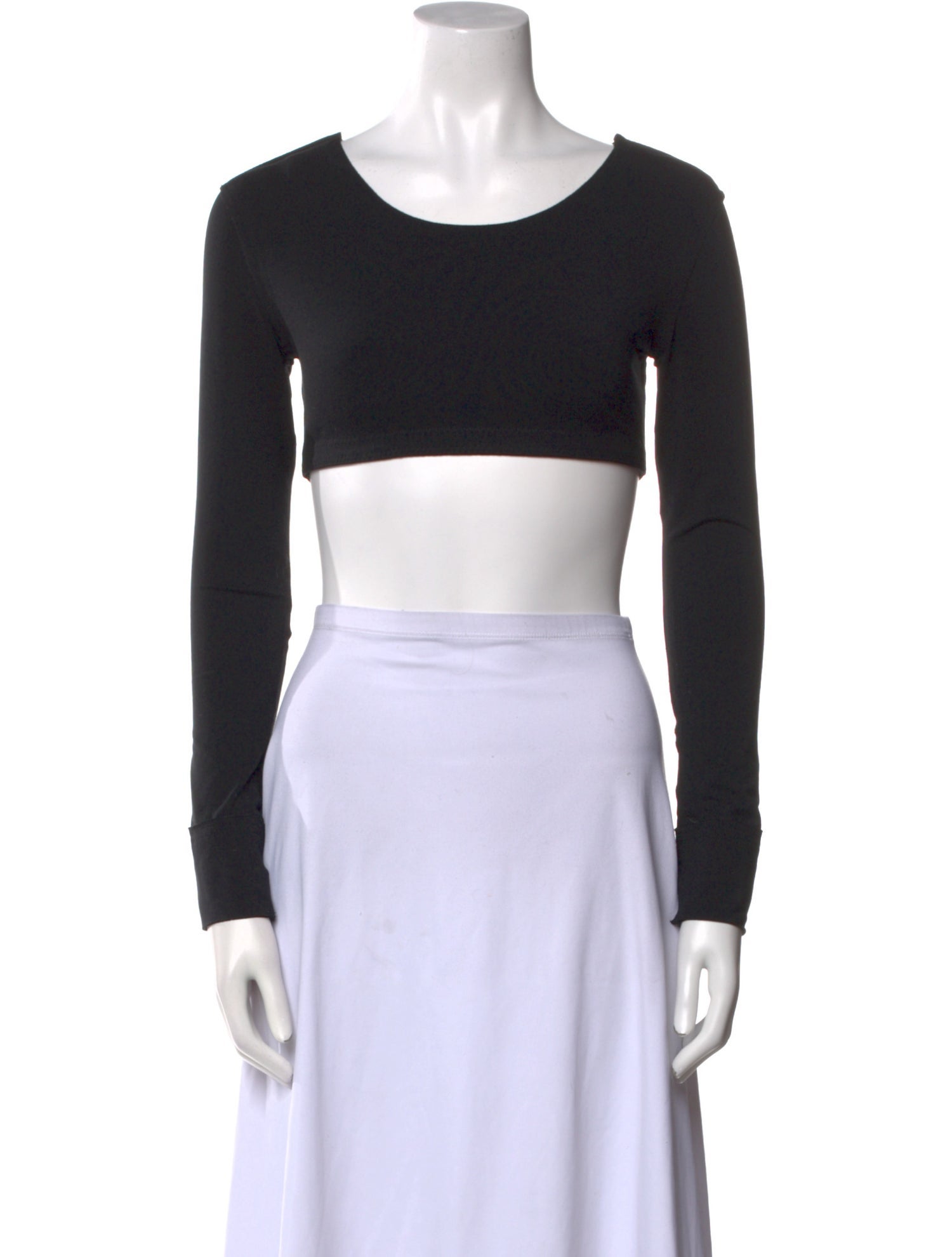 T by Alexander Wang Scoop Neck Long Sleeve Crop Top