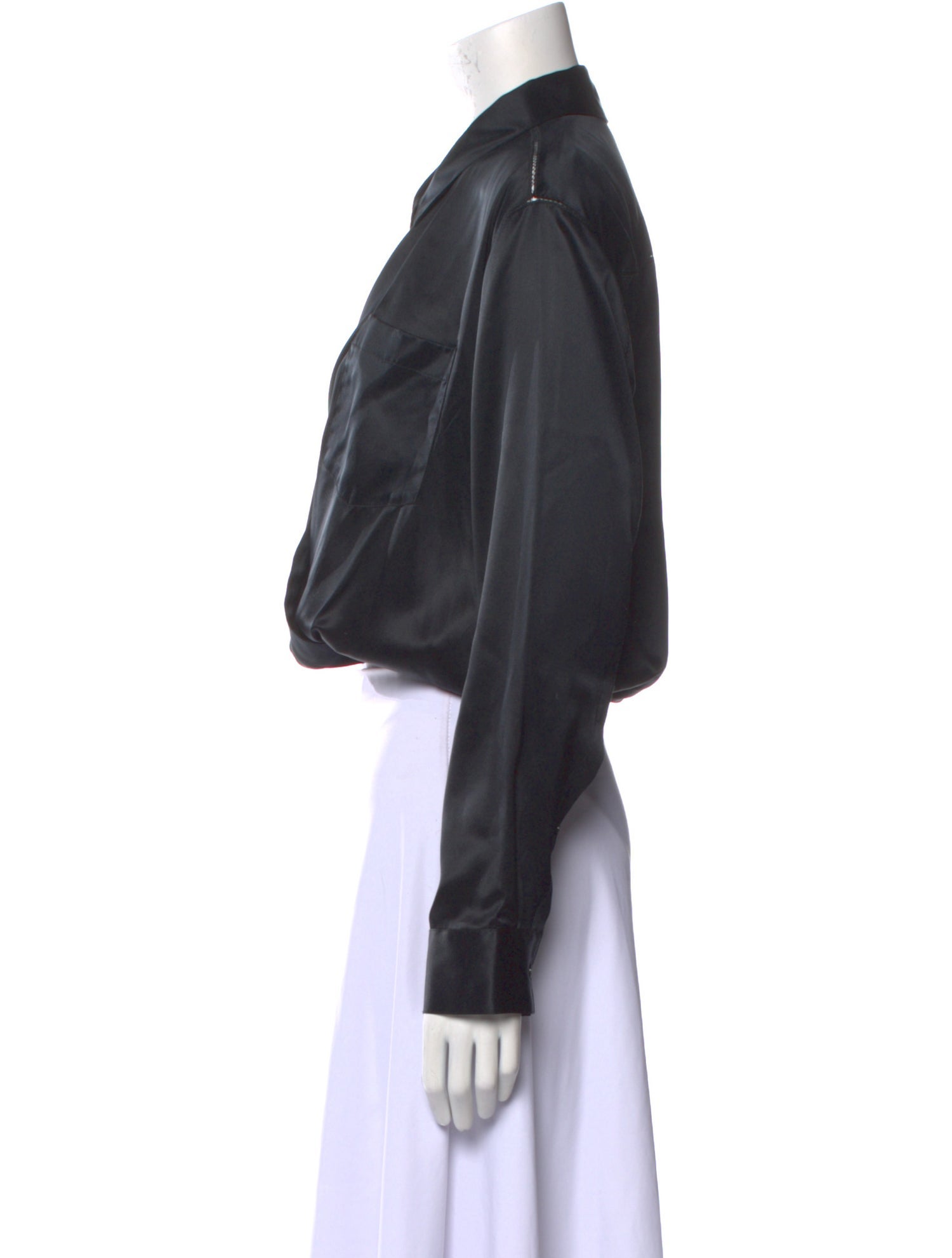 T by Alexander Wang Silk Long Sleeve Crop Top