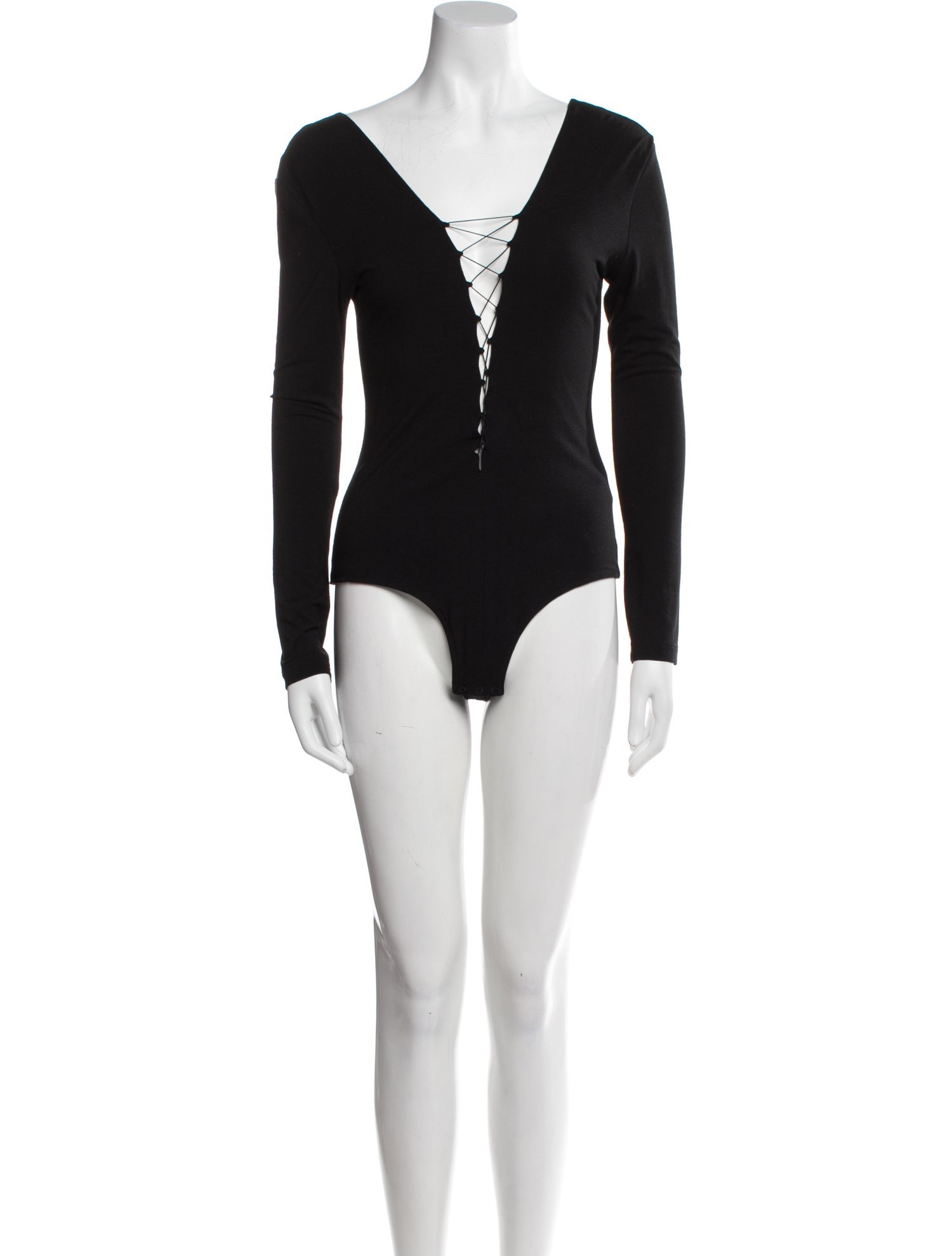 T by Alexander Wang Plunge Neckline Long Sleeve Bodysuit