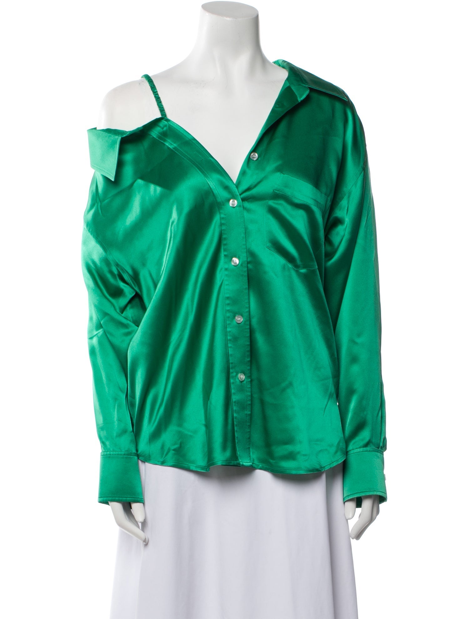 T by Alexander Wang Silk Long Sleeve Button-Up Top