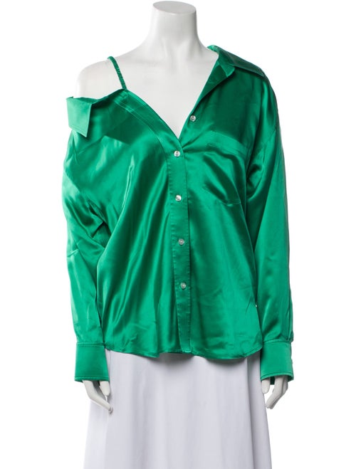 T by Alexander Wang Silk Long Sleeve Button-Up Top