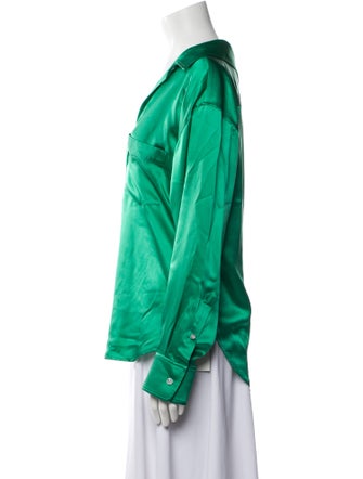 T by Alexander Wang Silk Long Sleeve Button-Up Top