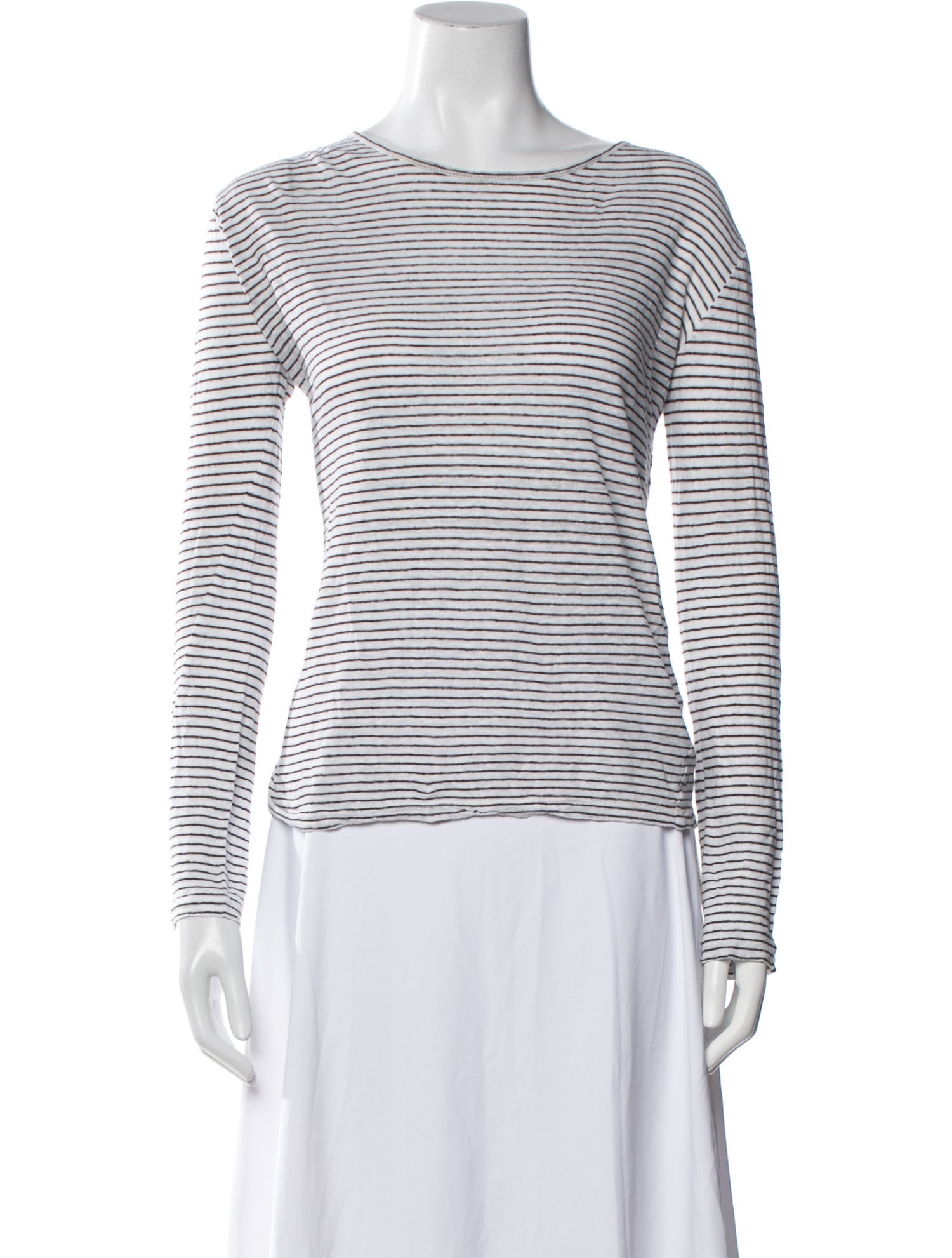 T by Alexander Wang Striped Bateau Neckline Top