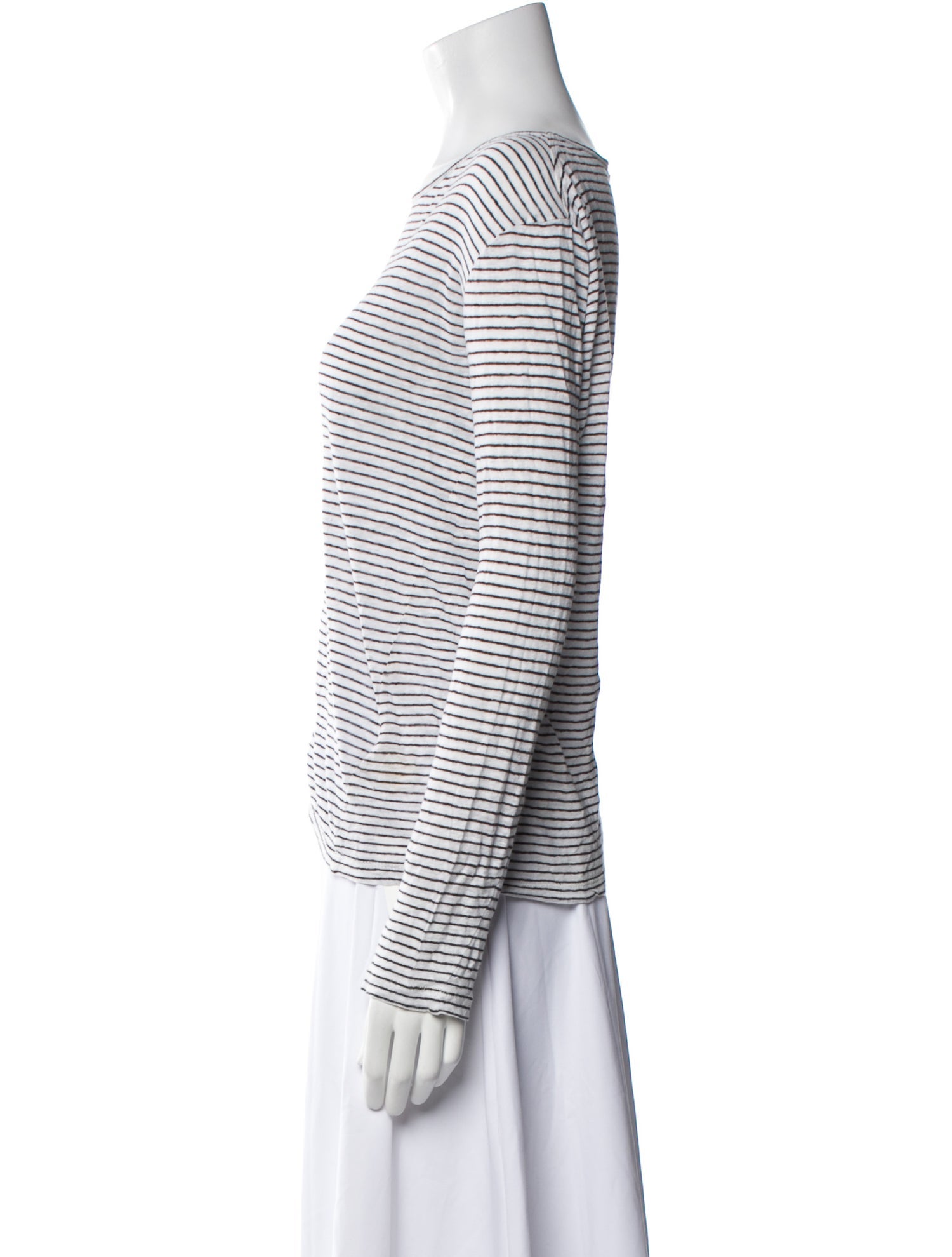 T by Alexander Wang Striped Bateau Neckline Top