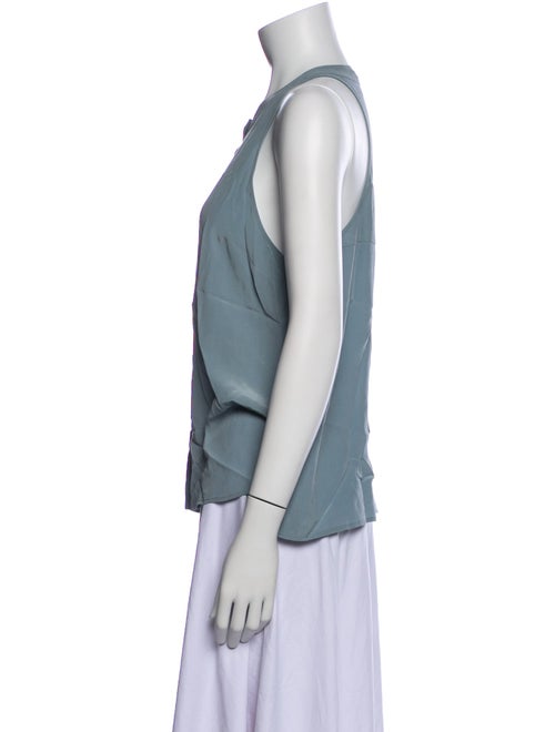 T by Alexander Wang Silk Crew Neck Button-Up Top