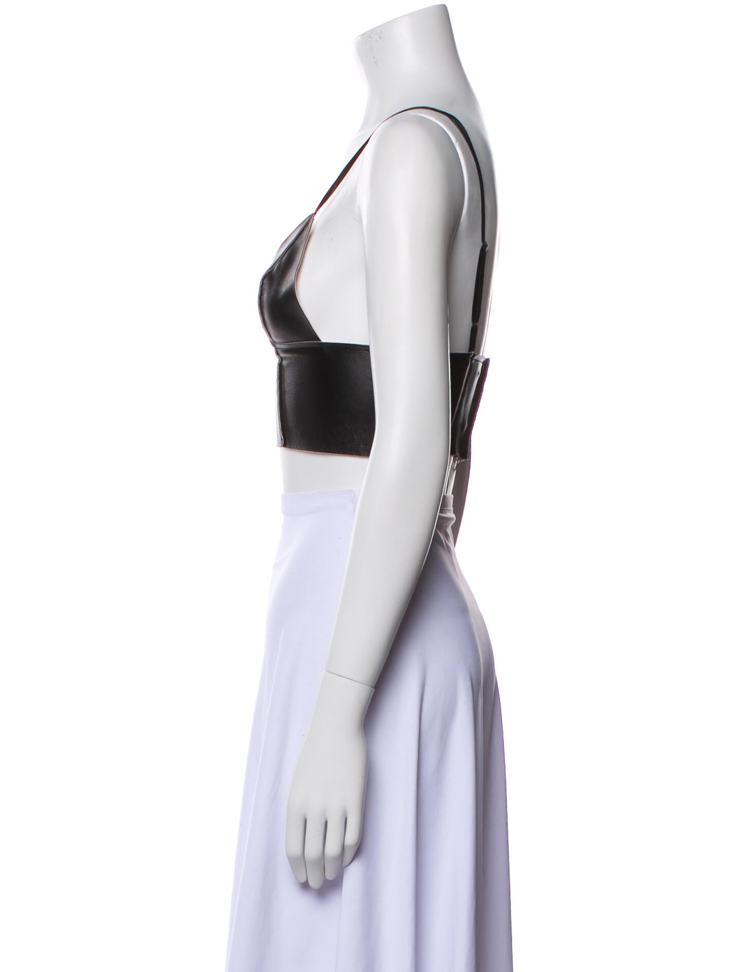 T by Alexander Wang Leather V-Neck Crop Top