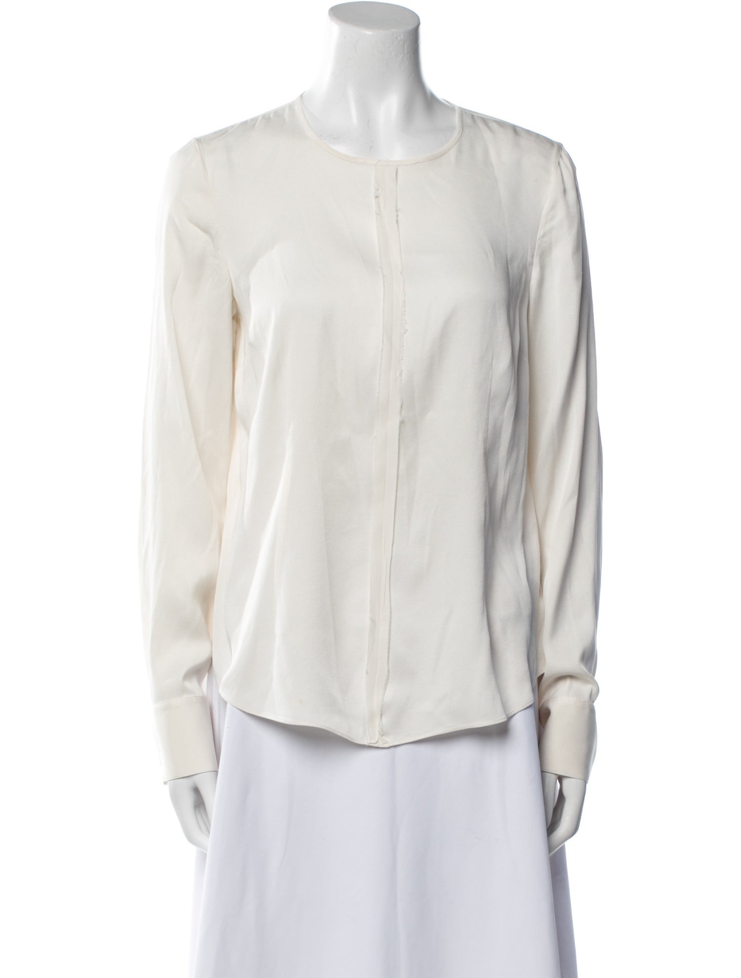 T by Alexander Wang Silk Crew Neck Button-Up Top