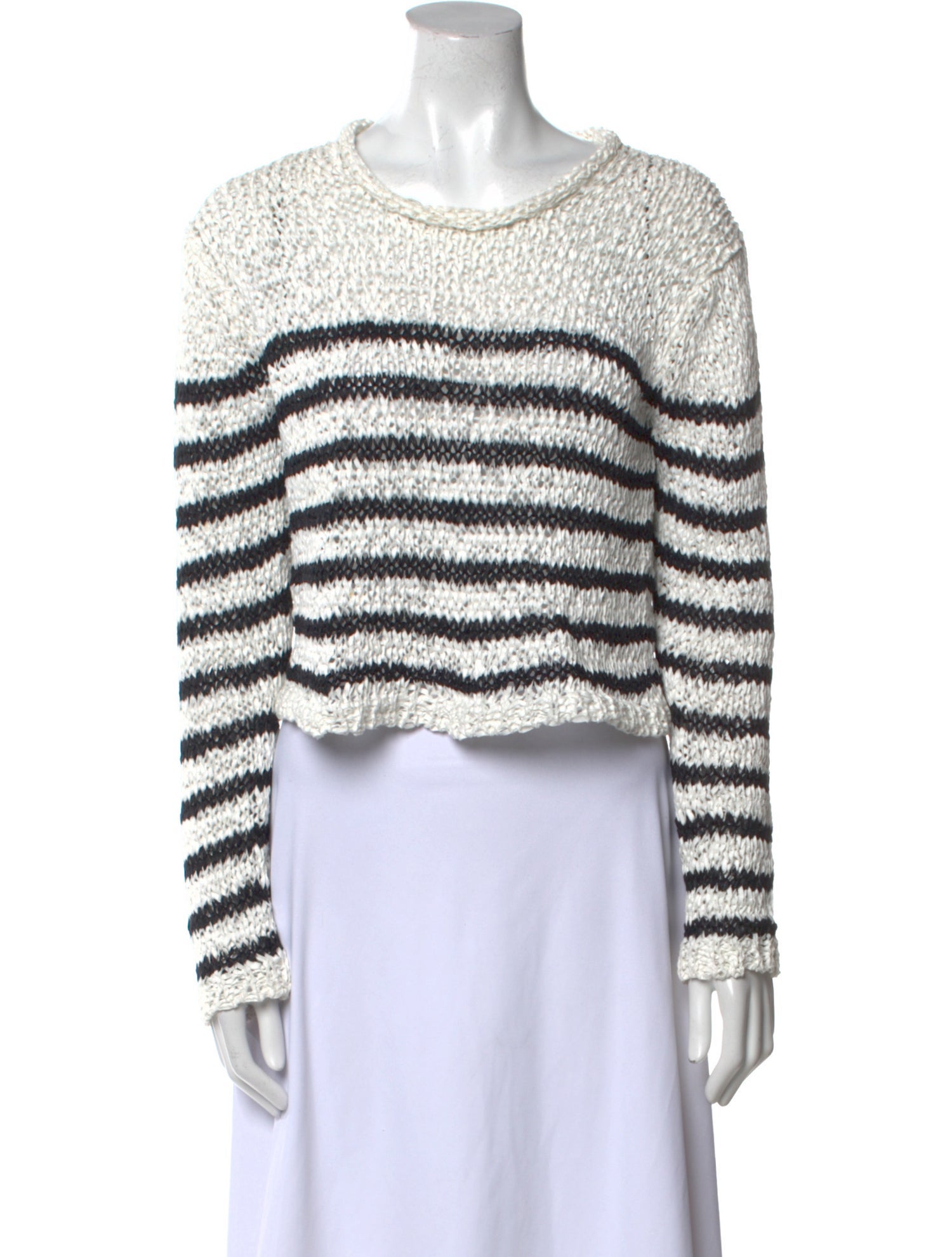 T by Alexander Wang Striped Scoop Neck Crop Top