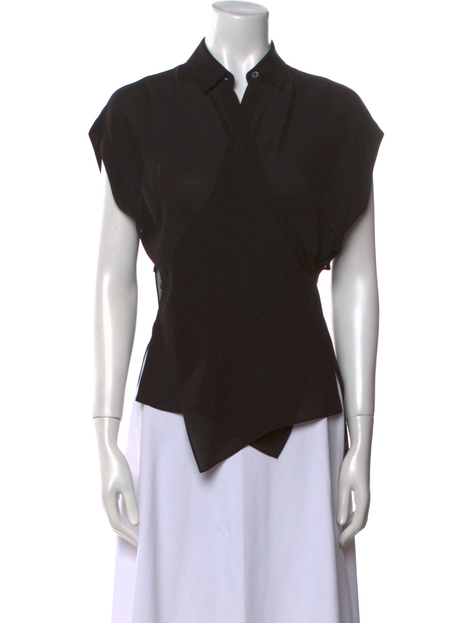 T by Alexander Wang Silk V-Neck Button-Up Top