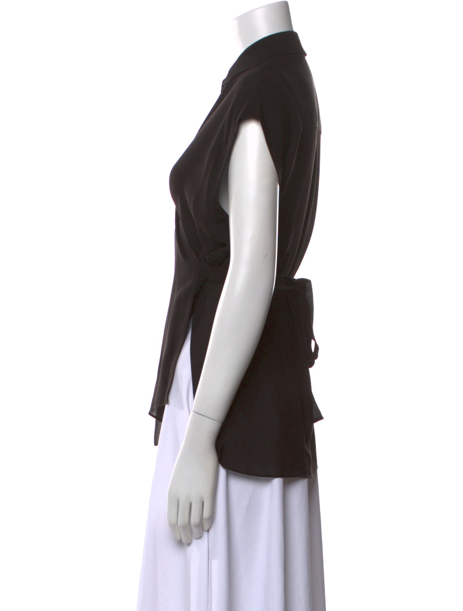 T by Alexander Wang Silk V-Neck Button-Up Top