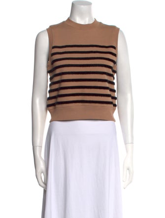 T by Alexander Wang Striped Crew Neck Crop Top