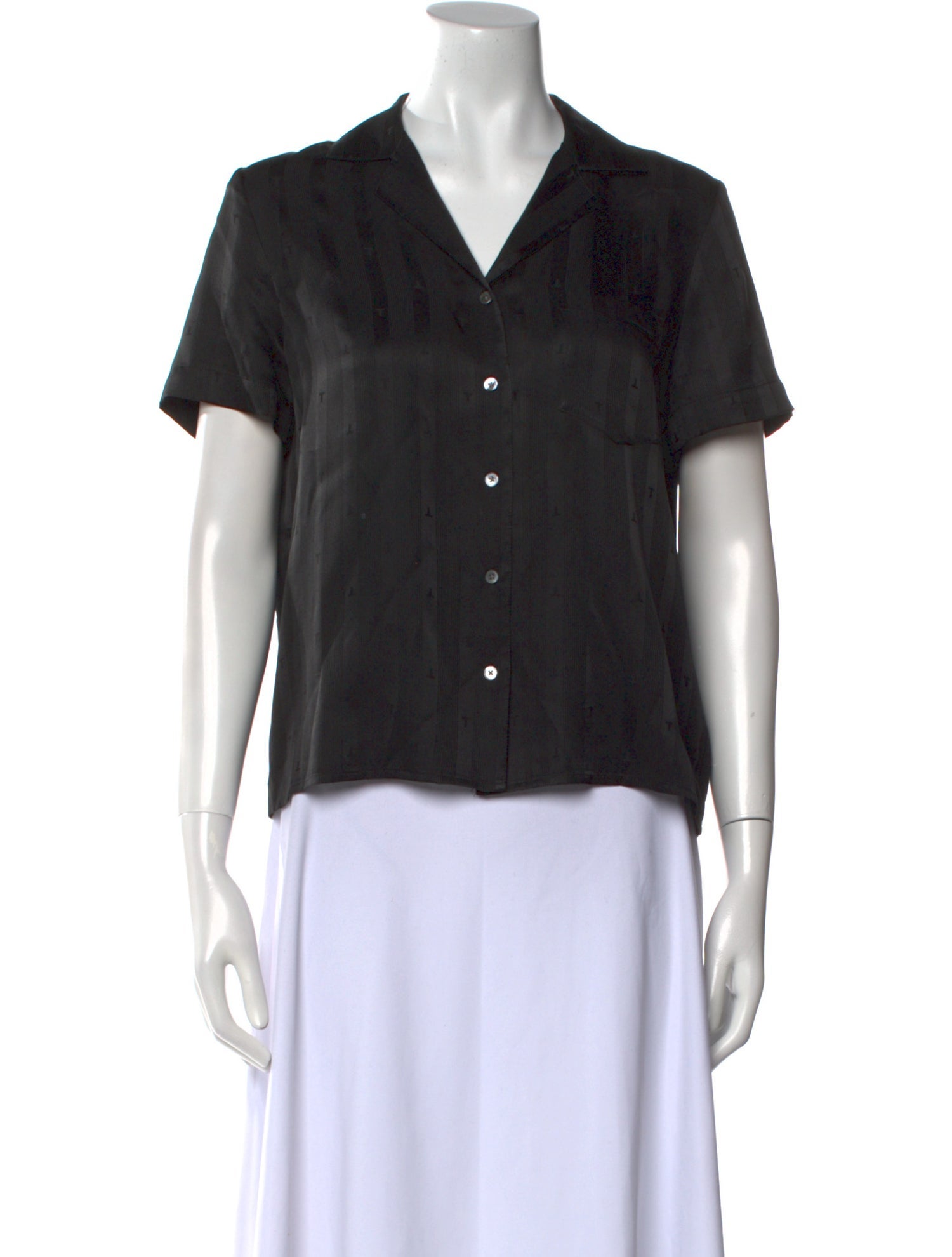 T by Alexander Wang Silk Short Sleeve Button-Up Top