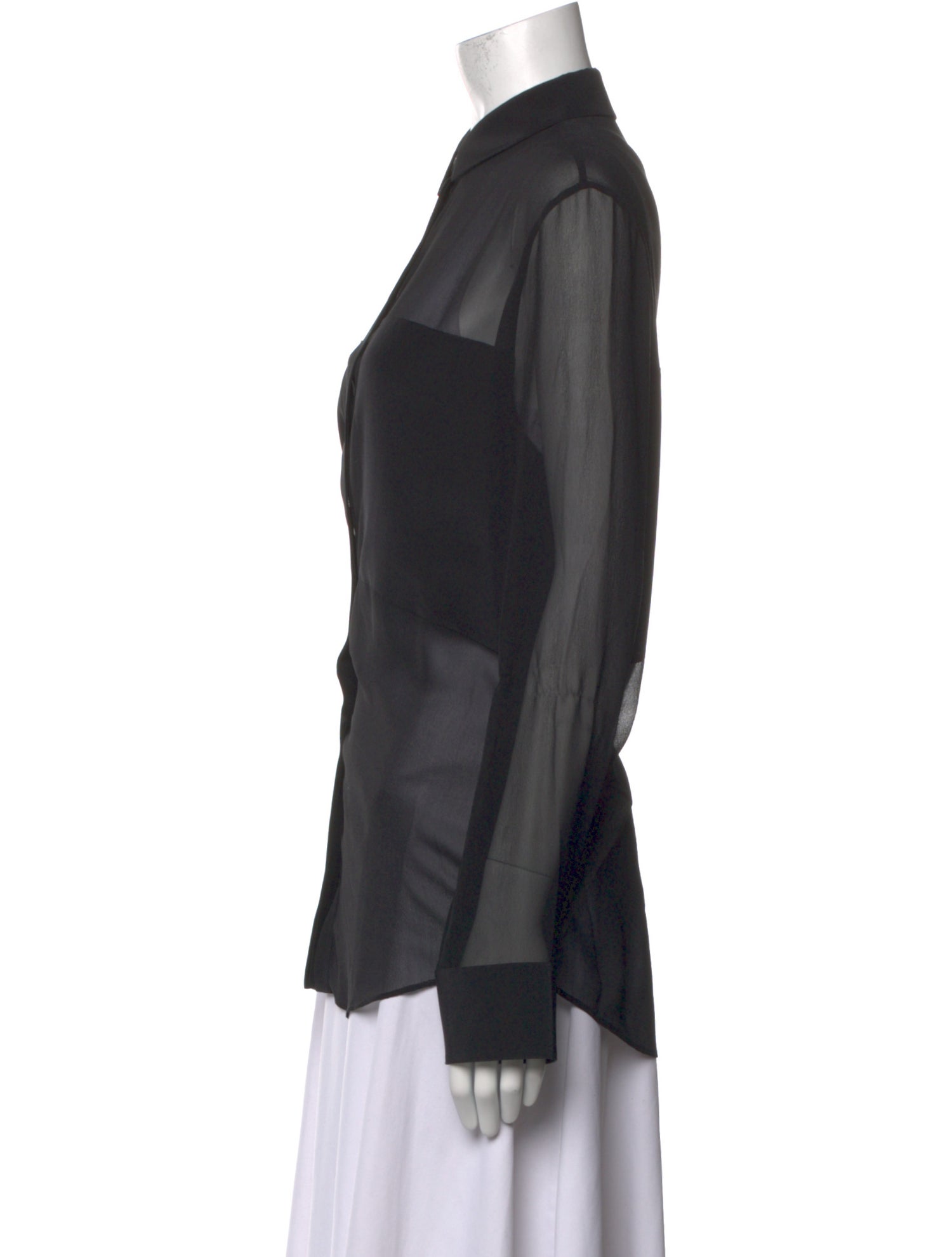 T by Alexander Wang Silk Long Sleeve Button-Up Top