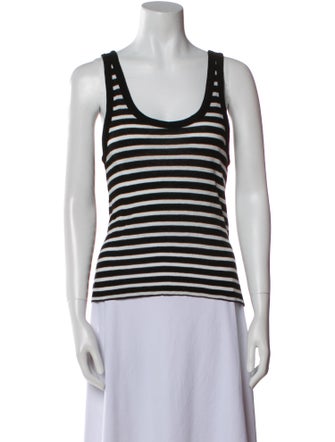 T by Alexander Wang Striped Scoop Neck Top