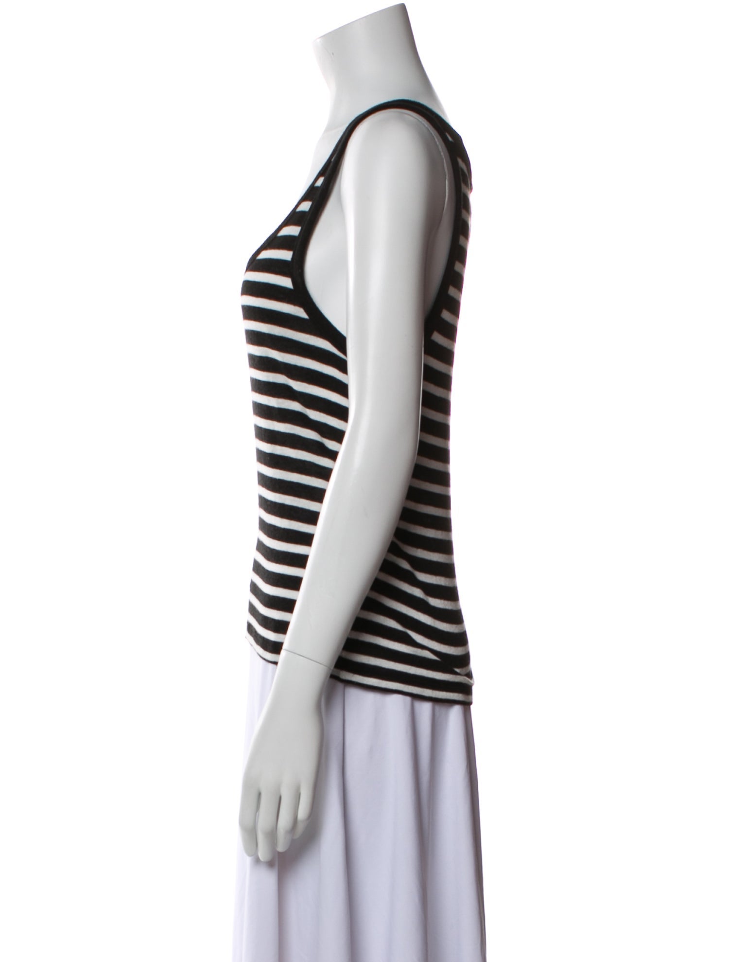 T by Alexander Wang Striped Scoop Neck Top
