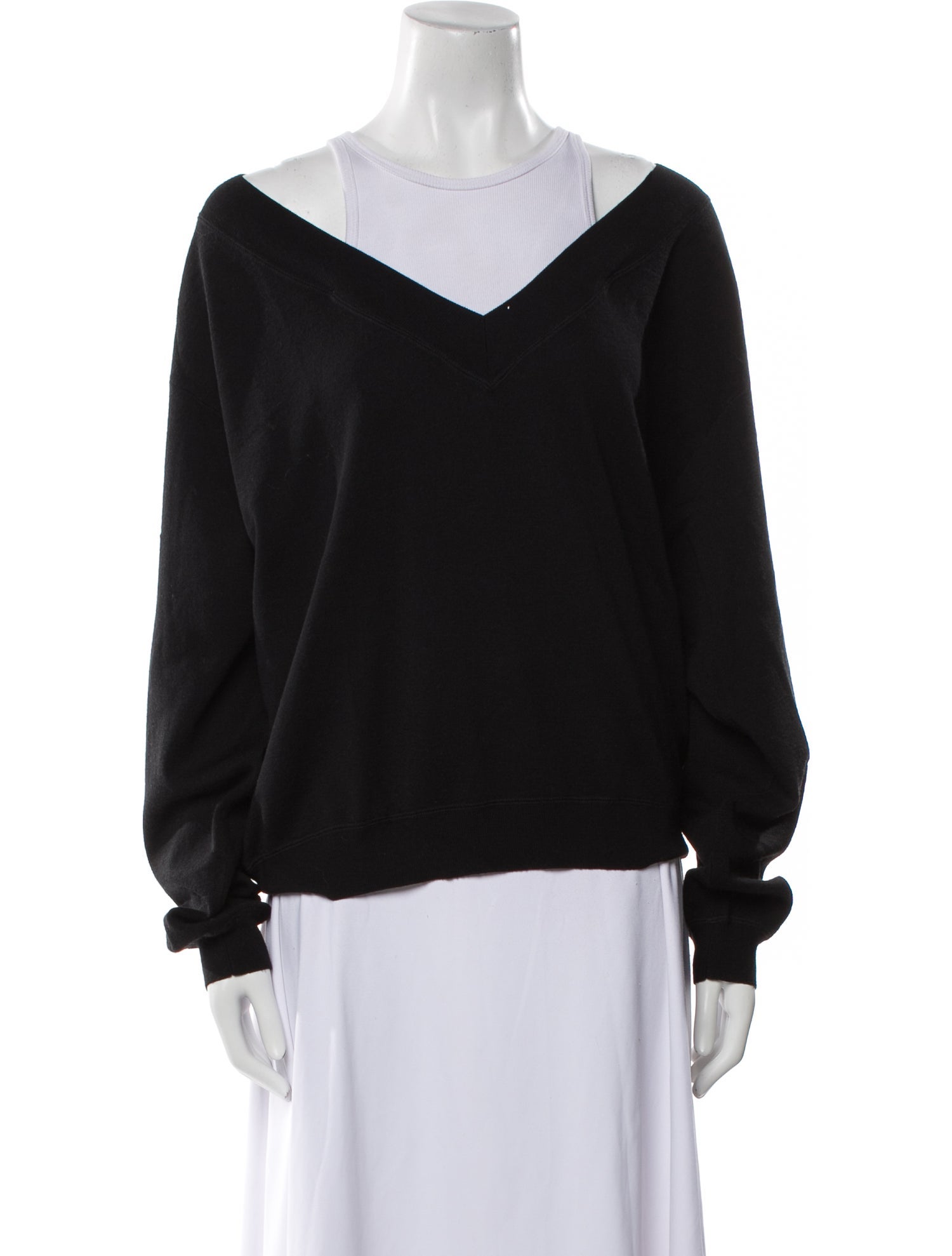 T by Alexander Wang Merino Wool V-Neck Sweatshirt