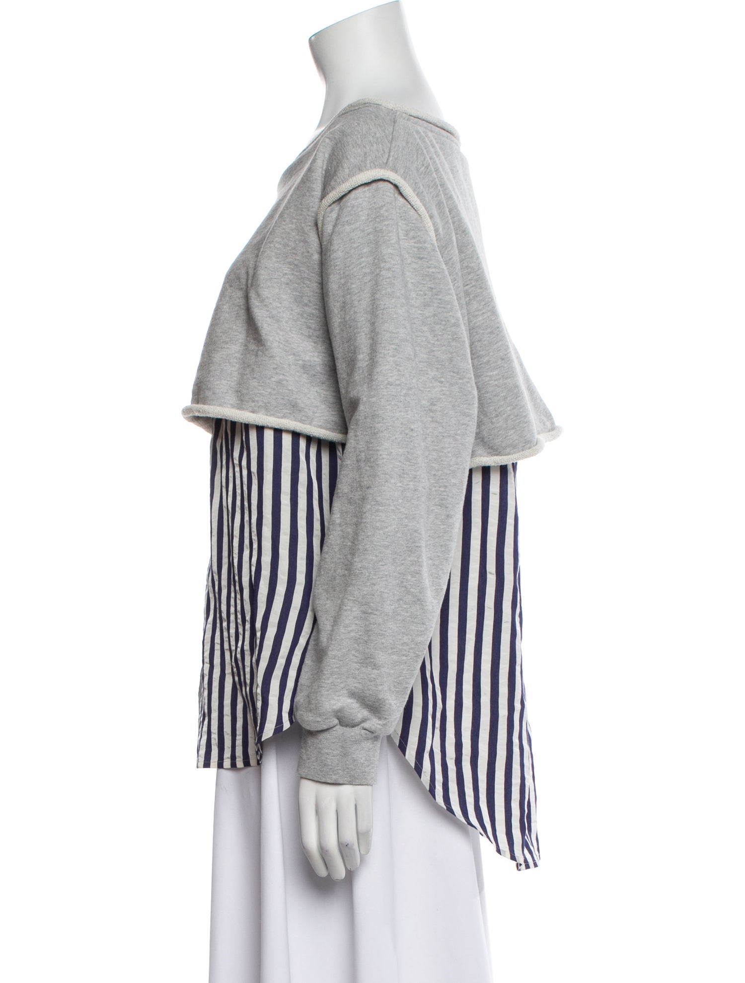 T by Alexander Wang Striped Scoop Neck Sweatshirt