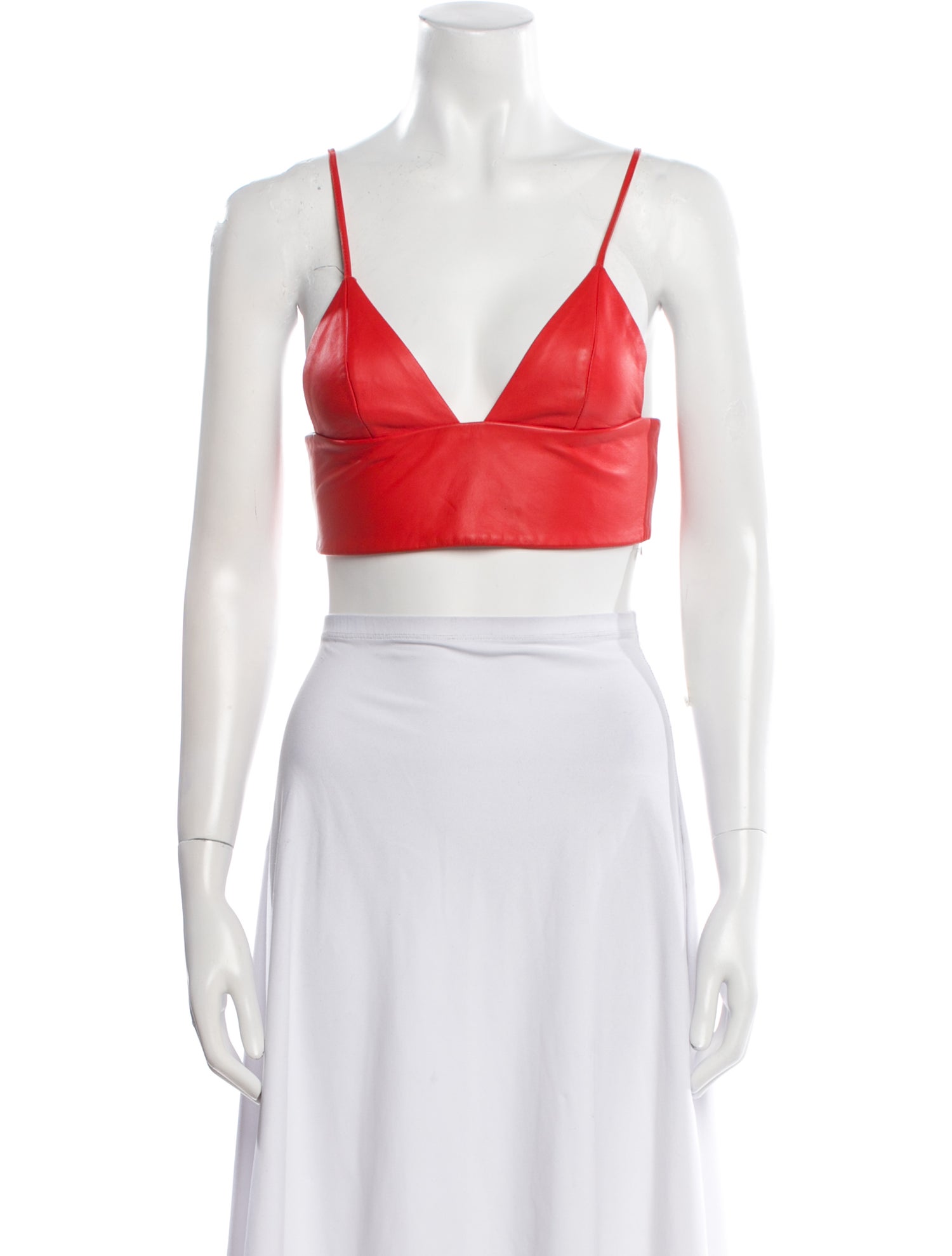 T by Alexander Wang Lambskin V-Neck Crop Top