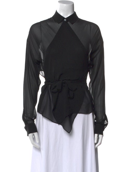 T by Alexander Wang Silk Long Sleeve Button-Up Top