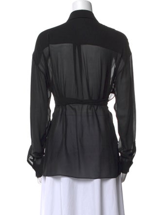 T by Alexander Wang Silk Long Sleeve Button-Up Top