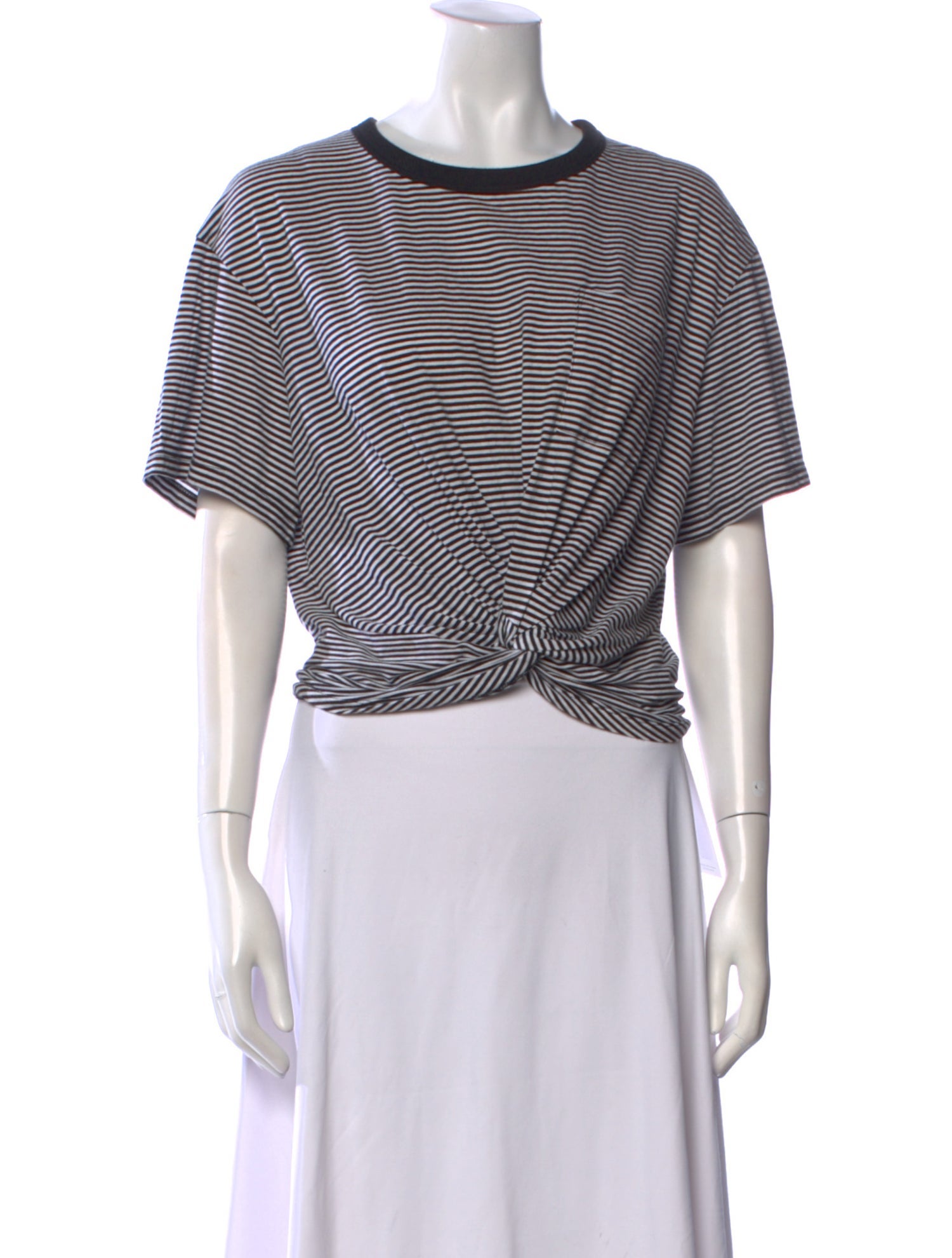 T by Alexander Wang Striped Crew Neck Crop Top