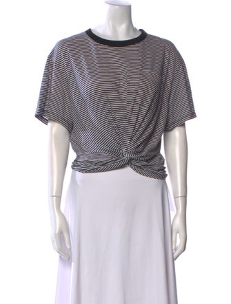 T by Alexander Wang Striped Crew Neck Crop Top
