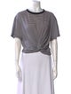 T by Alexander Wang Striped Crew Neck Crop Top