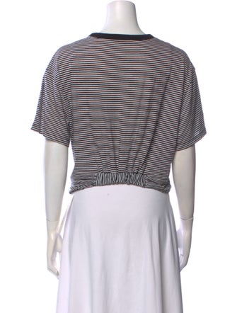 T by Alexander Wang Striped Crew Neck Crop Top