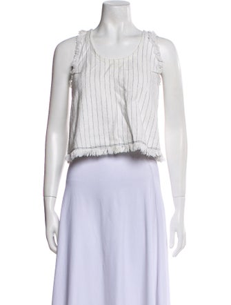 T by Alexander Wang Striped Scoop Neck Crop Top