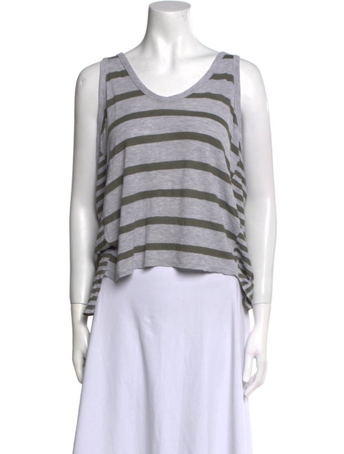 T by Alexander Wang Striped Scoop Neck Crop Top