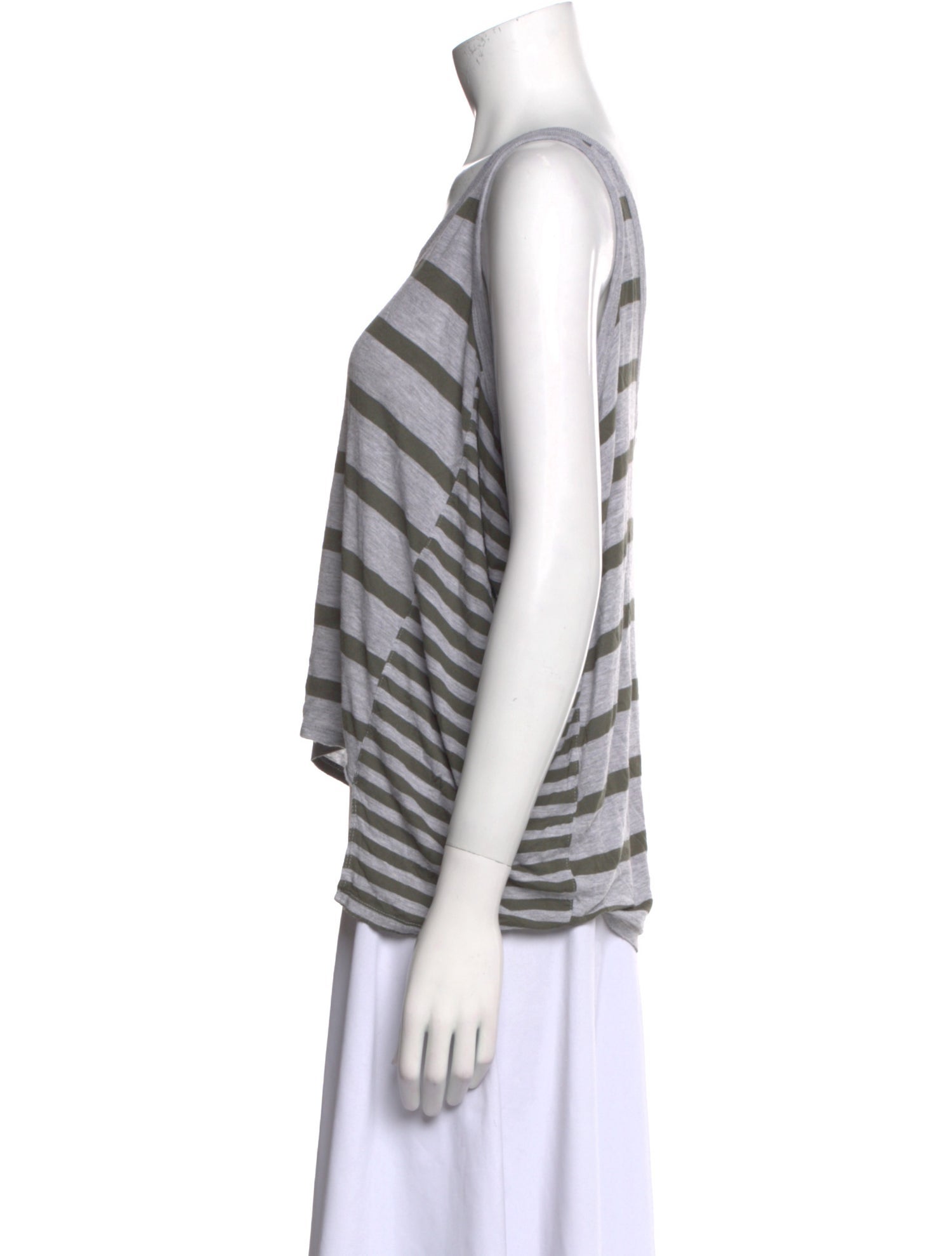 T by Alexander Wang Striped Scoop Neck Crop Top
