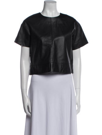 T by Alexander Wang Lambskin Crew Neck Crop Top