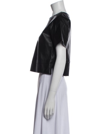 T by Alexander Wang Lambskin Crew Neck Crop Top