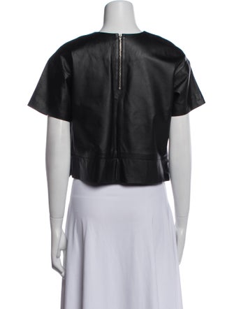 T by Alexander Wang Lambskin Crew Neck Crop Top