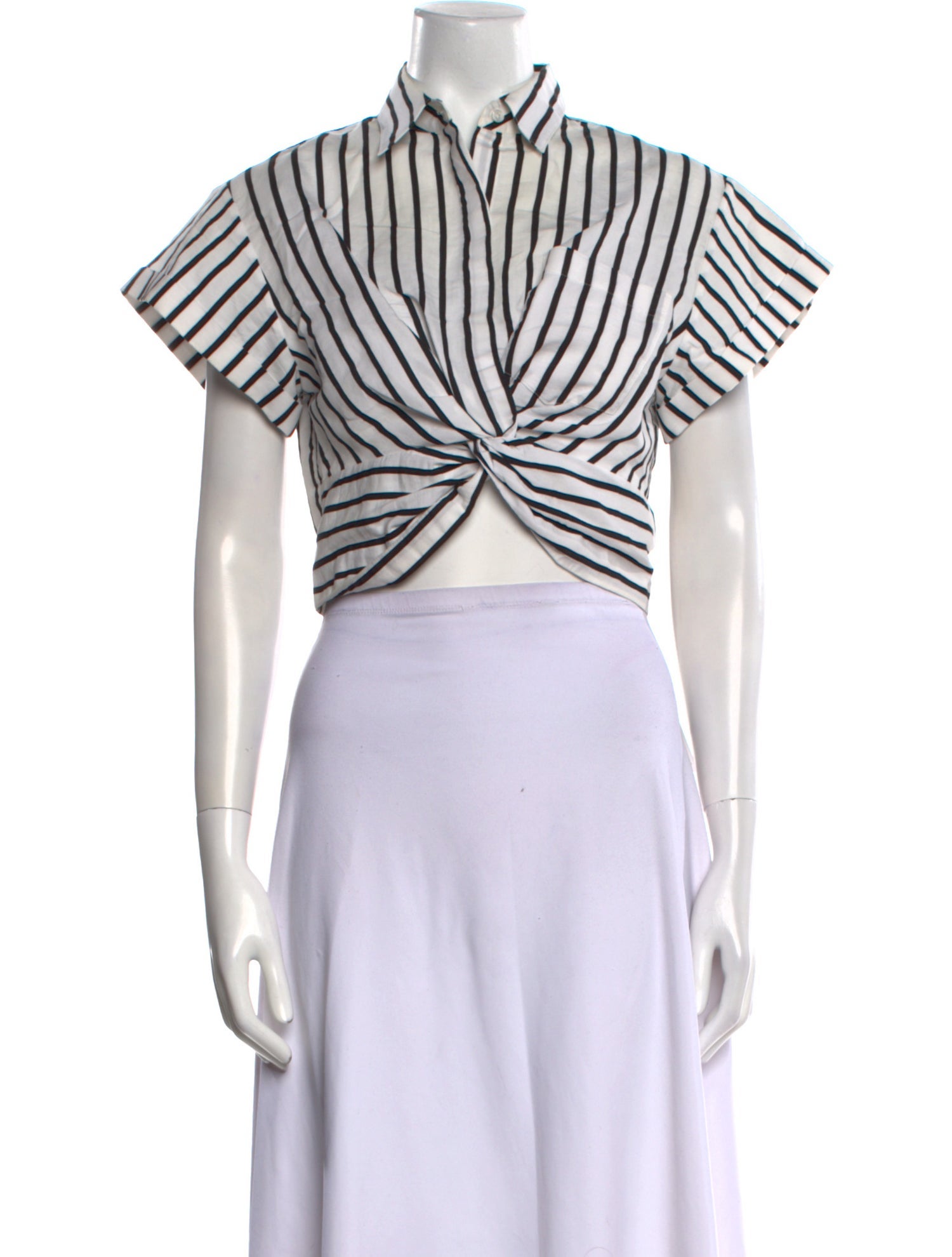 T by Alexander Wang Striped Short Sleeve Crop Top