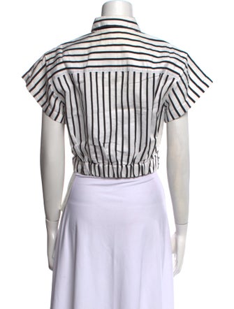 T by Alexander Wang Striped Short Sleeve Crop Top