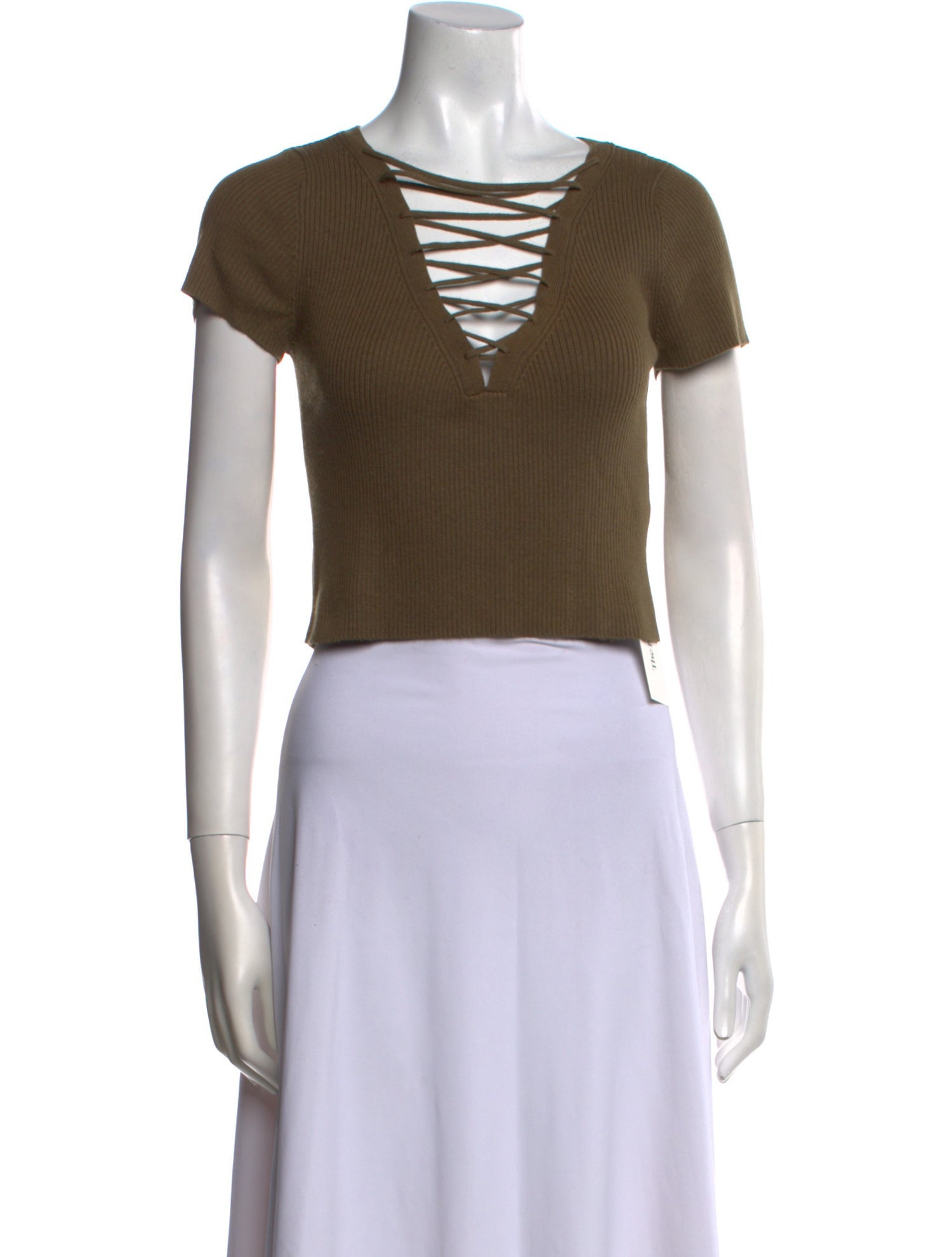 T by Alexander Wang V-Neck Short Sleeve Crop Top