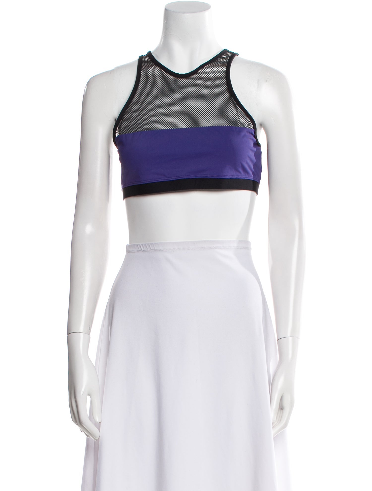 T by Alexander Wang Colorblock Pattern Crew Neck Crop Top