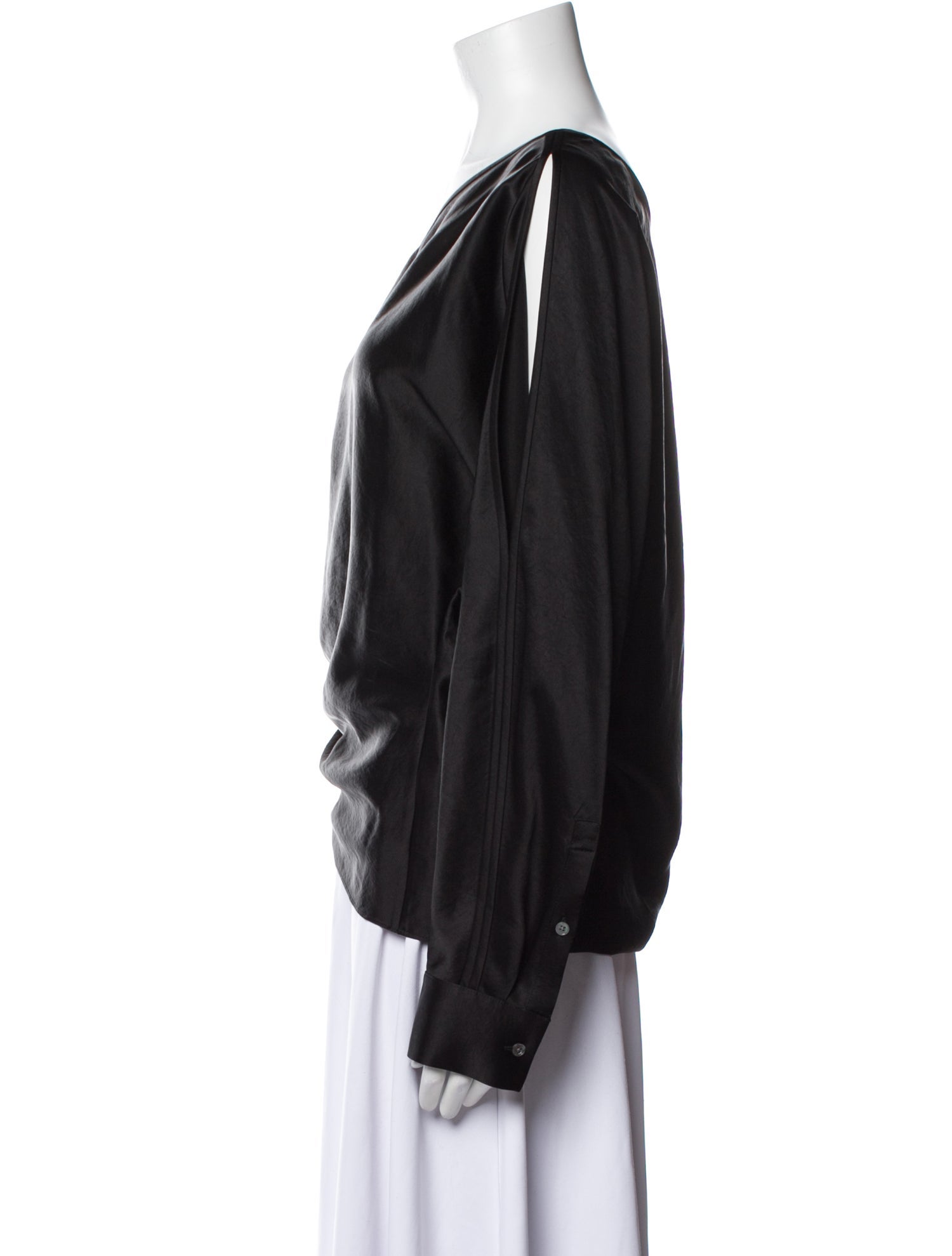 T by Alexander Wang One-Shoulder Long Sleeve Blouse