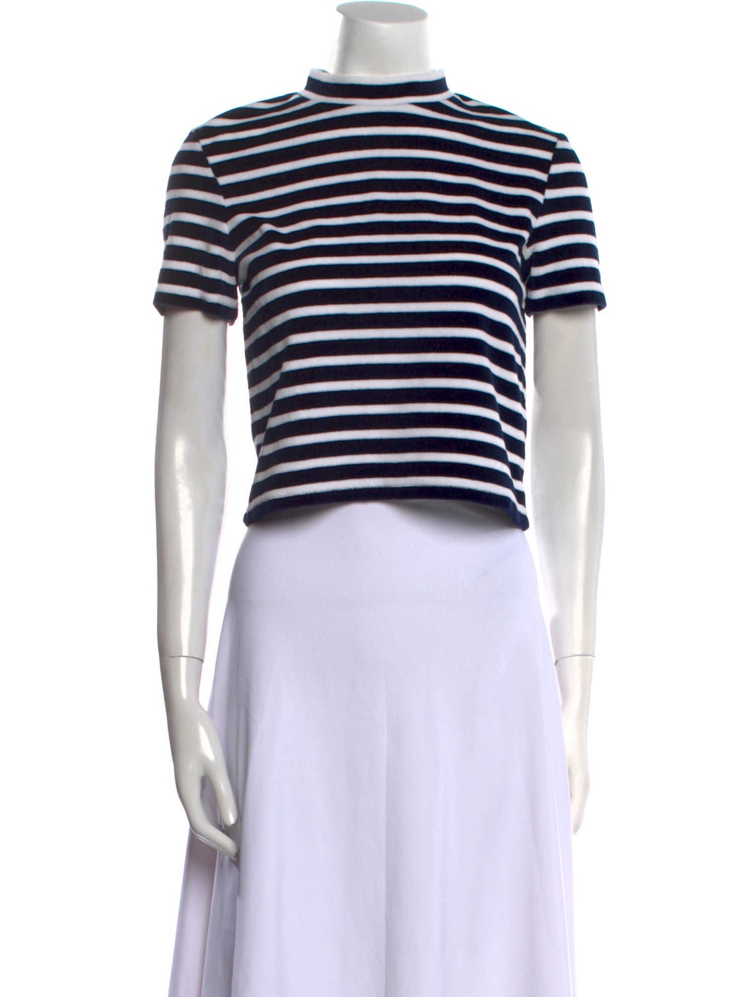 T by Alexander Wang Striped Mock Neck Crop Top