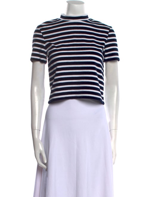 T by Alexander Wang Striped Mock Neck Crop Top