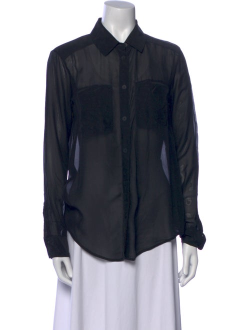 T by Alexander Wang Silk Long Sleeve Button-Up Top
