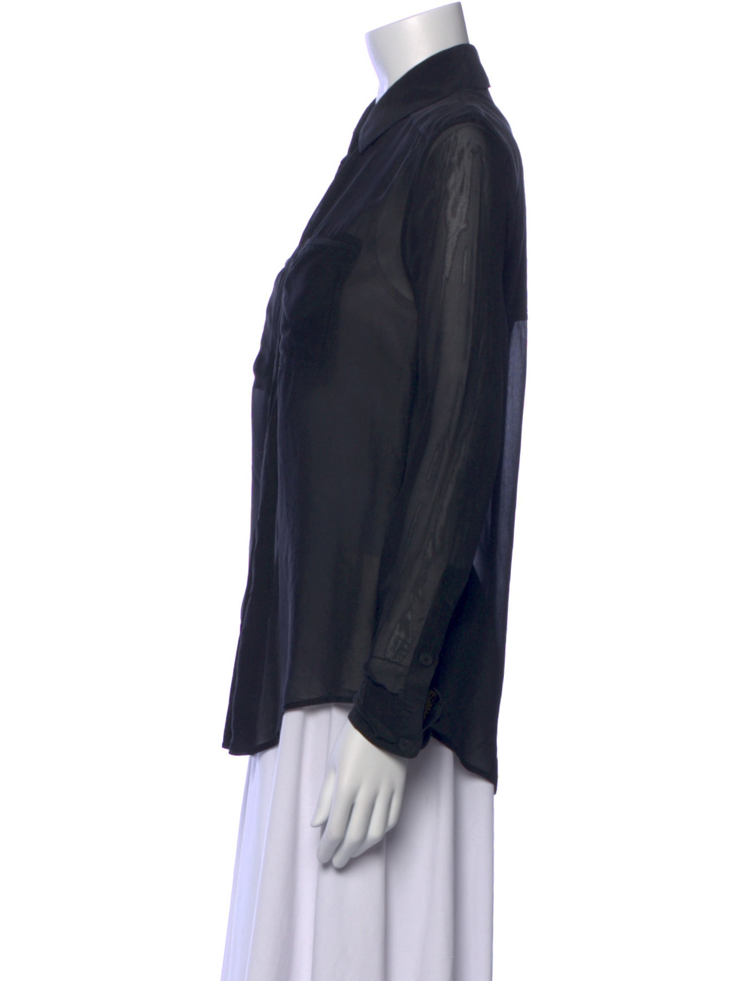 T by Alexander Wang Silk Long Sleeve Button-Up Top