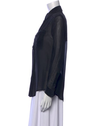 T by Alexander Wang Silk Long Sleeve Button-Up Top