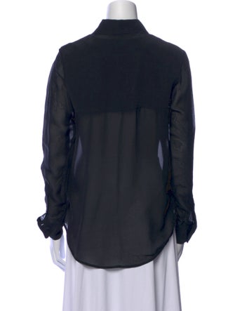 T by Alexander Wang Silk Long Sleeve Button-Up Top