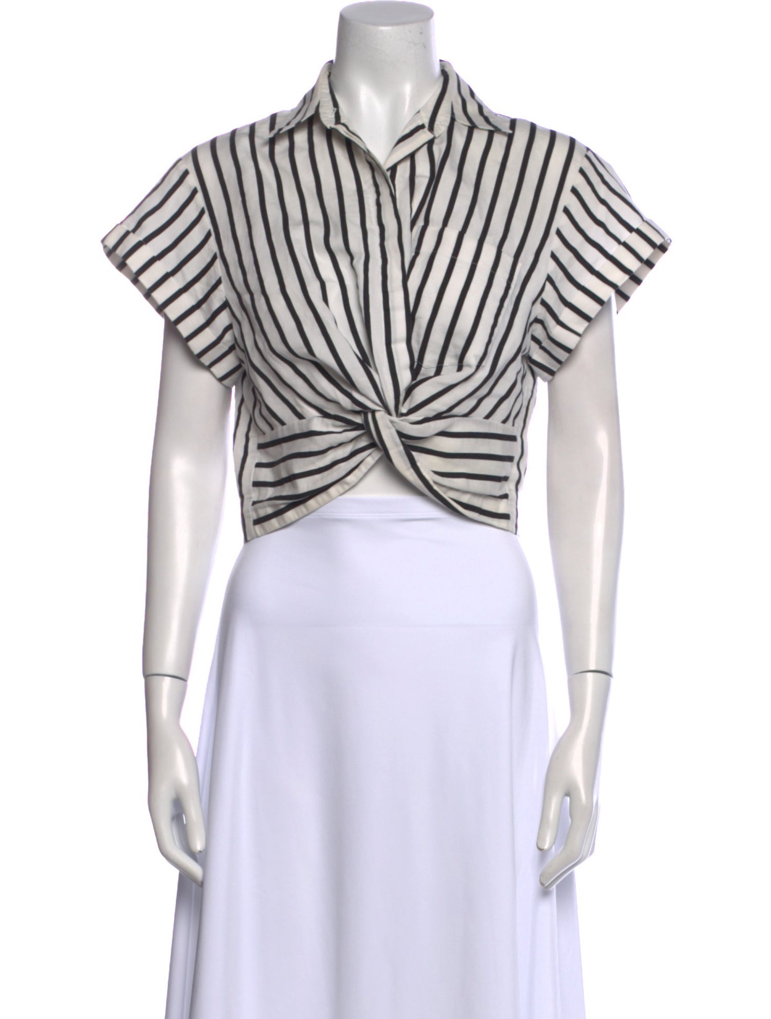 T by Alexander Wang Striped Short Sleeve Crop Top